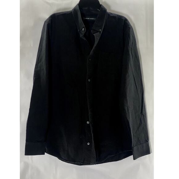 EVERLANE Men's Tall Black Solid Uniform Regular-Fit Button-Up Shirt SZ XL/T - Picture 1 of 8
